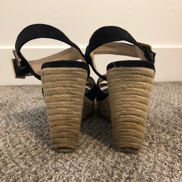 Black suede espadrille heeled sandals - Picture 3 of 5